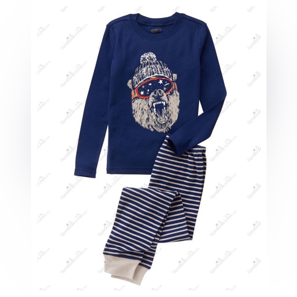 Crazy 8 NWT Boys Size 6 Two Piece Long Sleeved Navy Ski Bear Pajamas